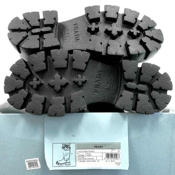 Prada Monolith Womens Platform Knee High Tall Boots Black Leather Size 38 / US 8 - Picture 3 of 4